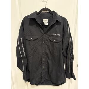 Vintage Express Rider Shirt Mens Large Black White Aztec Embroidery Western